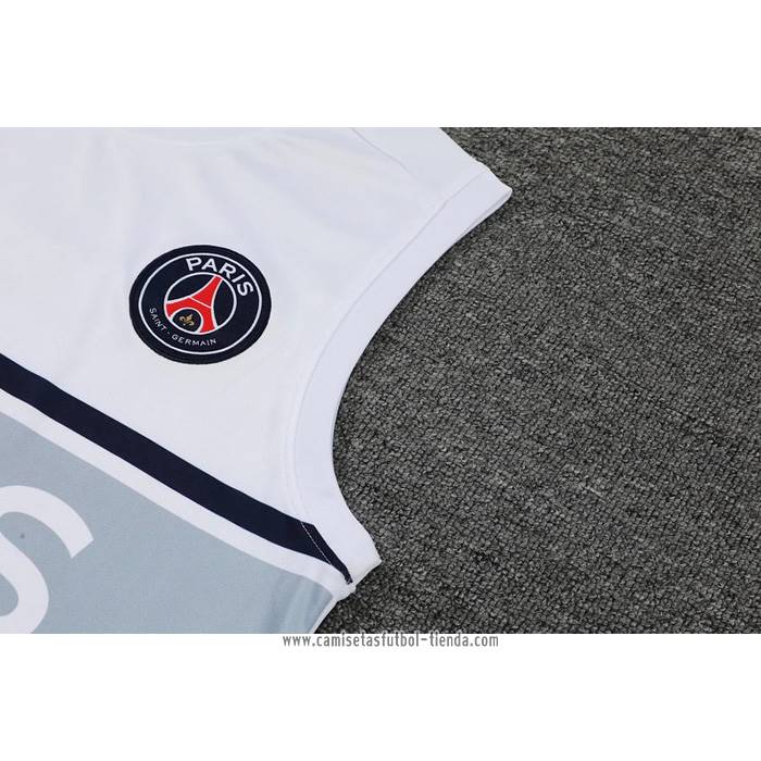 Camiseta de Entrenamiento Paris Saint-Germain 2022 2023 Sin Mangas Blanco y Gris